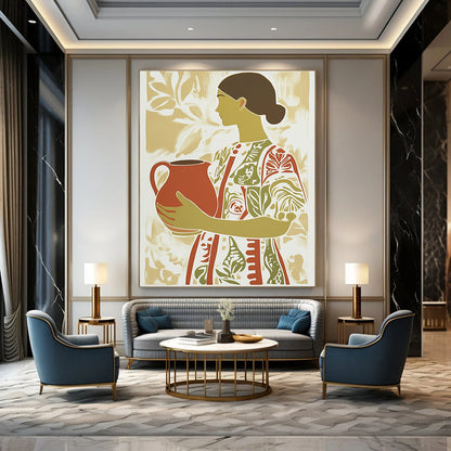 Woman with Jug Art for Cultural Center & Rustic Home Kitchen STSC1417