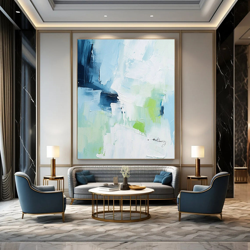 Blue - Green Abstract Art for Wellness Spa & Eco - Friendly Home DLZ1649