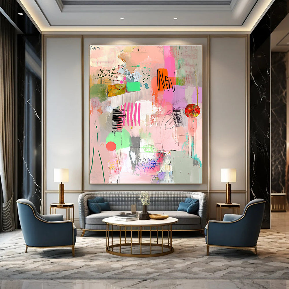 Colorful Abstract Collage for Bohemian Living Room & Creative Studio STSC649
