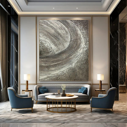 Textured Gray Swirl Art for Industrial Loft & Modern Art Gallery DLZ2242