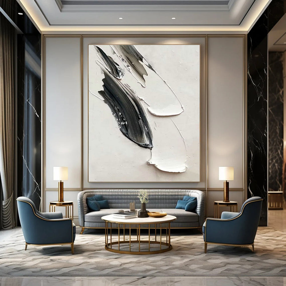 Gray - White Textured Art for Urban Loft & Neutral - Toned