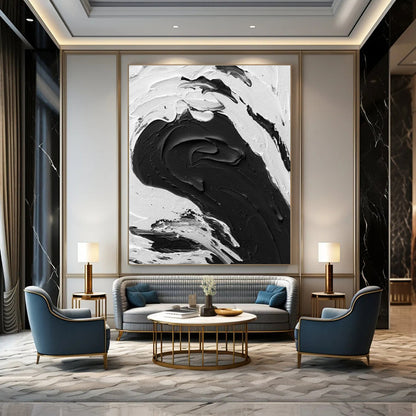 Black - White Dynamic Texture Art for Contemporary Art Space & Fashion Boutique DLZ2379