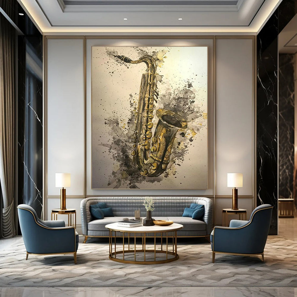Watercolor Saxophone Art for Jazz Club & Music Studio DLZ2340