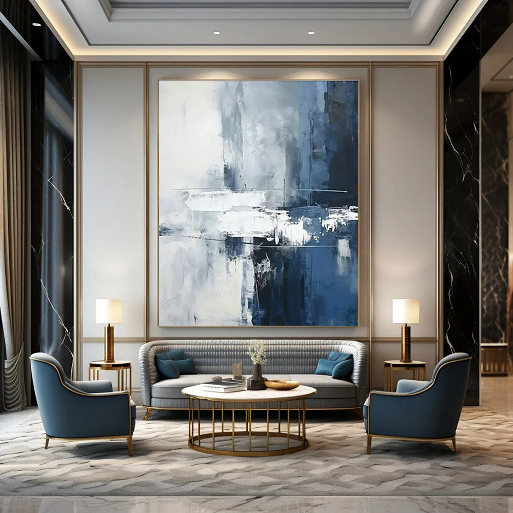 Blue - Gray Abstract Art for Scandinavian Home & Contemporary Art Space DLZ1736