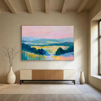 Pastoral Landscape Oil Painting for Rustic Farmhouse Dining Areas DLZ2594