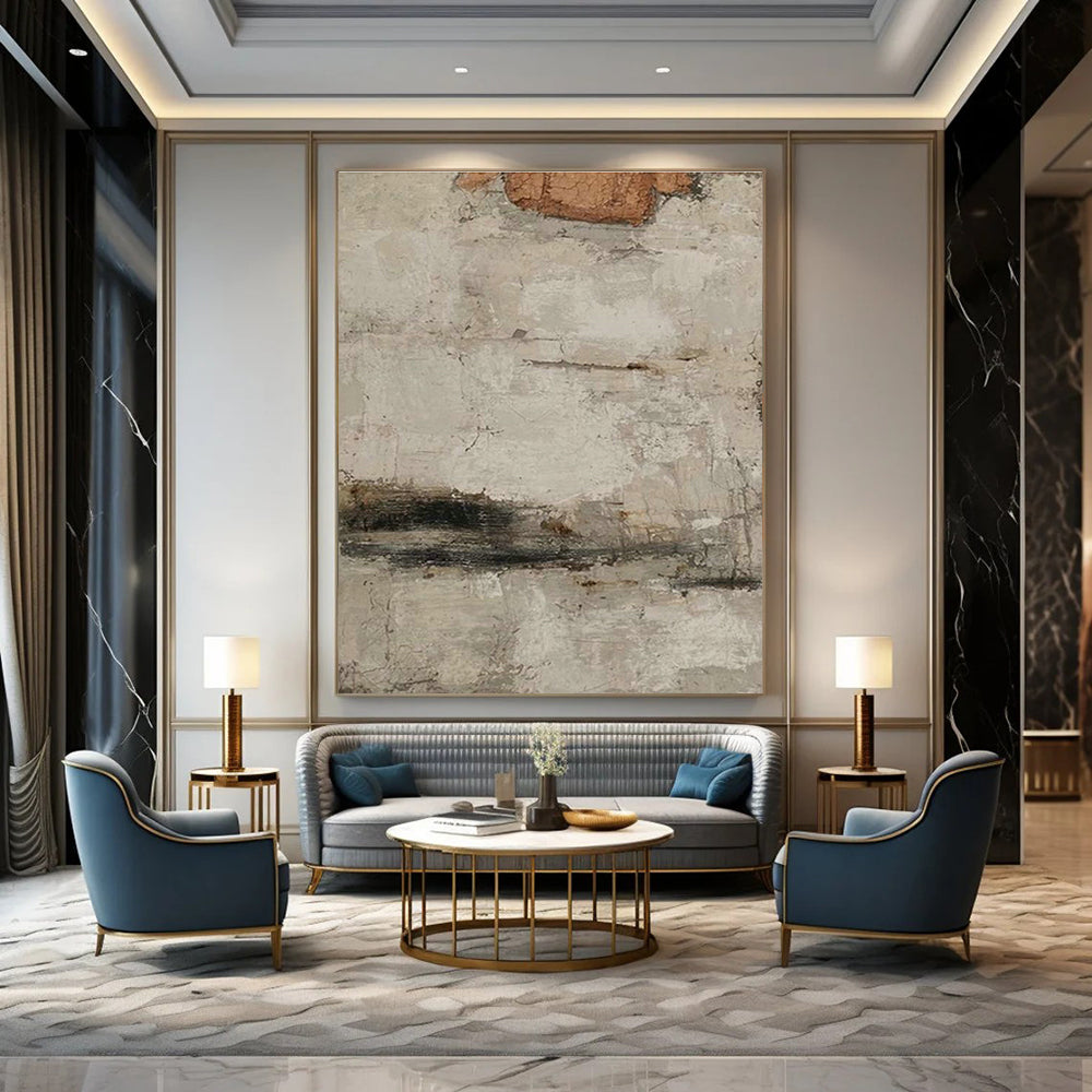 Light Gray Abstract Art for Minimalist Home Library Corners DLZ0183