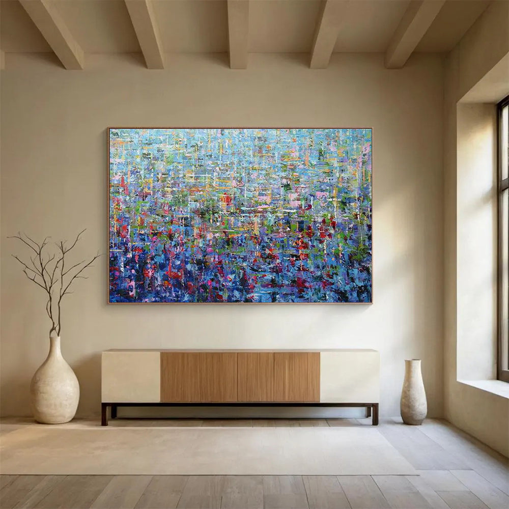 Inclusive Colorful Pointillism Abstract for Celebrating Diversity in Community Centers DLZ3041