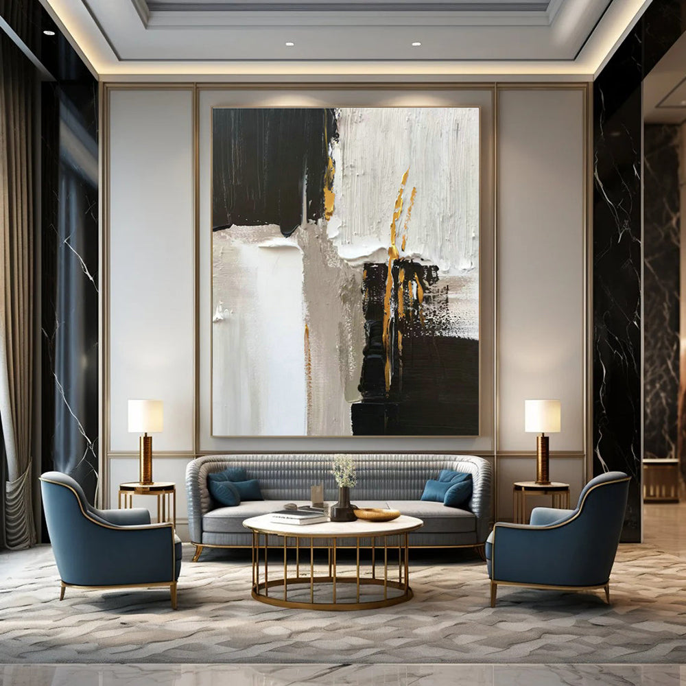 Black - White Abstract Art for High - End Boutique & Chic Hotel Room DLZ0807
