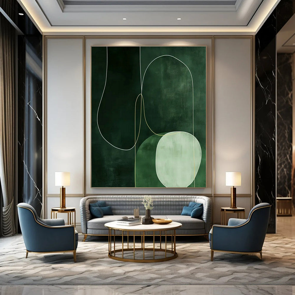 Green - Background Geometric Abstract Art for Modern Spa & Art - Centric Wellness Studio DLZ1848