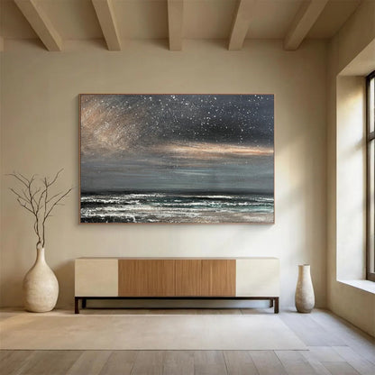 Starry Sky Sea View Oil Painting for Bohemian - Style Lounges DLZ2487
