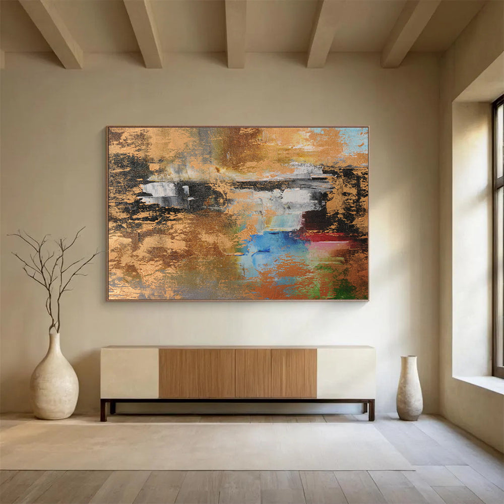 Golden - Brown Abstract Art for Elegant Living Rooms DLZ2403