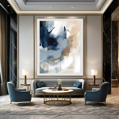 Blue - Gray Abstract Art for Corporate Reception Areas DLZ0106