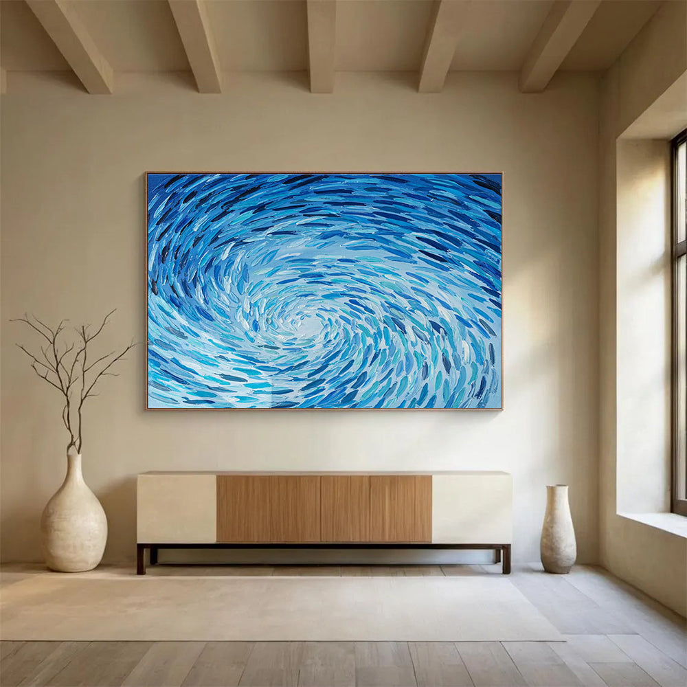 Blue Swirl Abstract Art for Nautical - Themed Restaurant Dining Areas DLZ3173