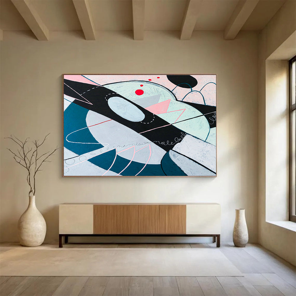 Pink - Blue Geometric Abstract for Chic Bedroom DLZ2933