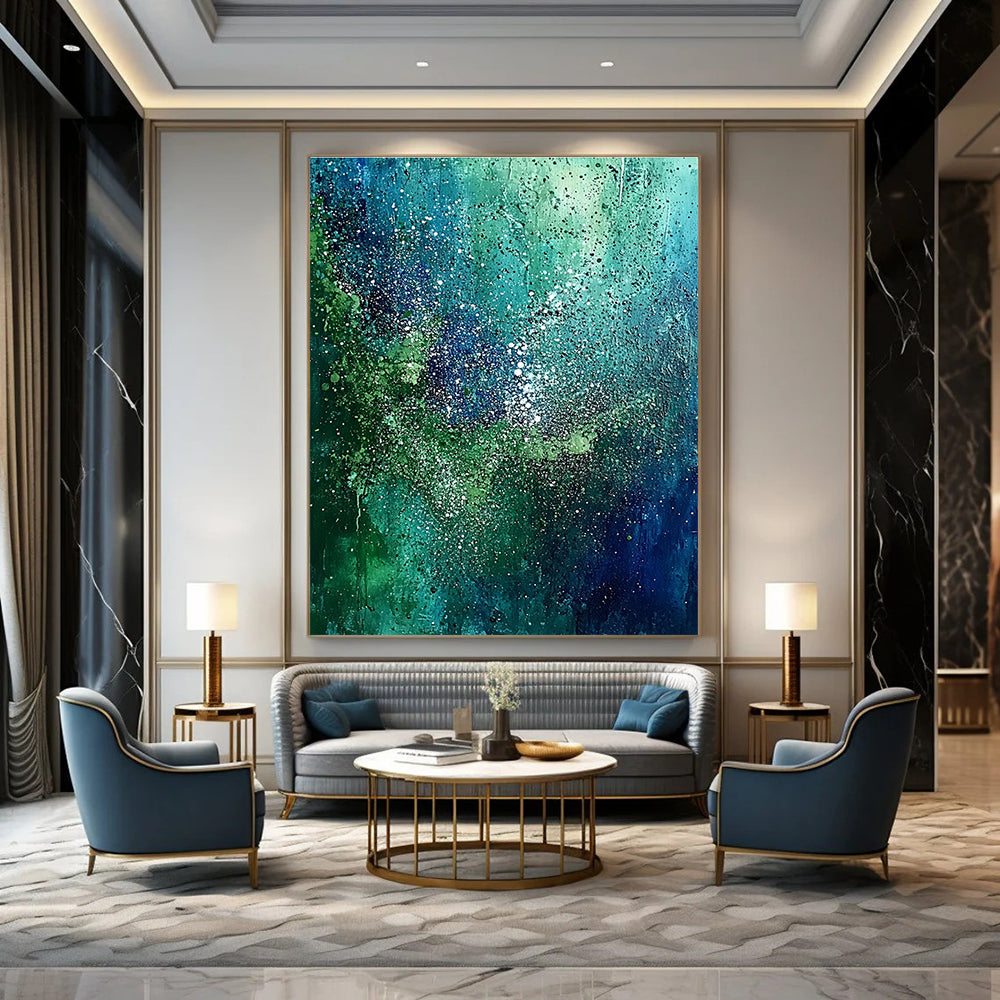 Artistic Blue - Green Splatter Art for Art Studio & Rooftop Bar STSC066