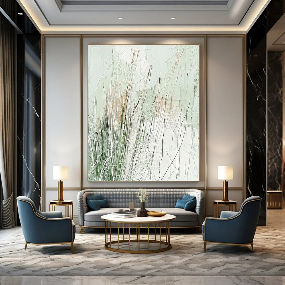 Abstract Grassland Art for Nature - Inspired Wellness Center & Tranquil Home Bedroom STSC939