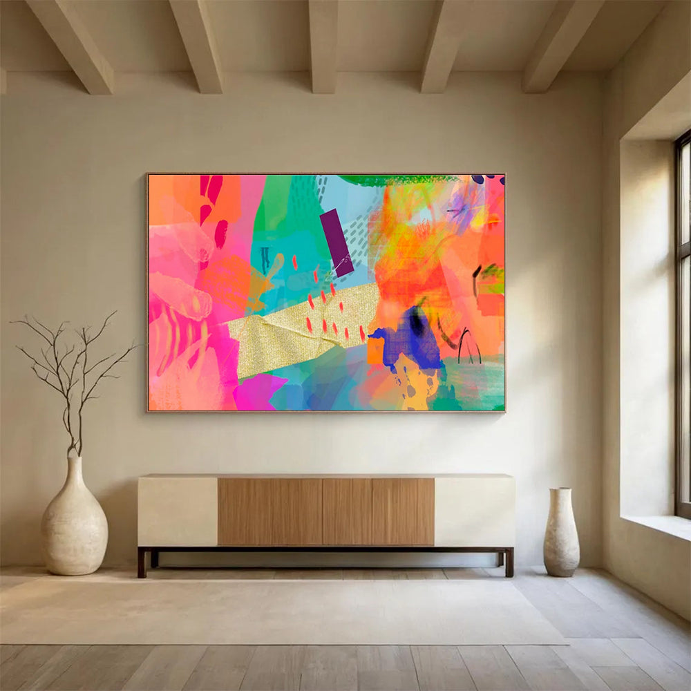 Colorful Collage Abstract Art for Trendy Fashion Retail Store Fronts DLZ2583