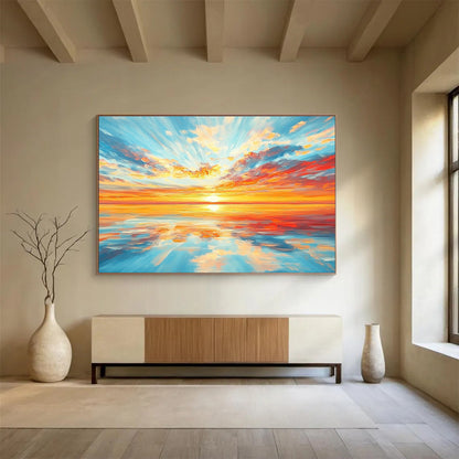 Breathtaking Sunset Over Sea Art for Coastal Living Room & Beachfront Hotel SC403