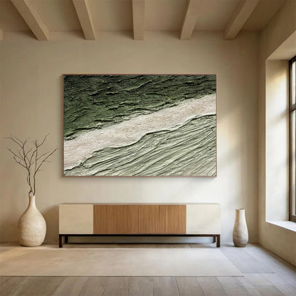 Green - Mud Textured Art: Bring Nature’s Rough Charm to Your Study DLZ2385
