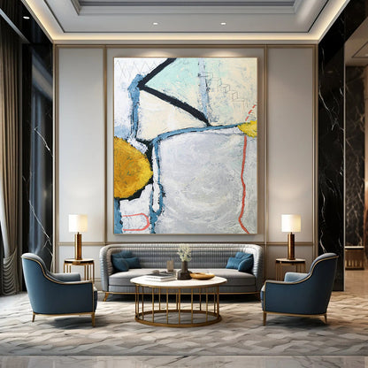 Blue - Gray - Yellow Geometric Abstract Art for Modern Studio & Home Office DLZ1110