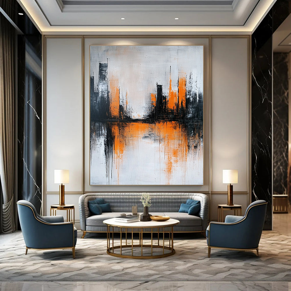Orange - Highlighted City Reflection for Modern Dining Room & Art - Inspired Lounge STSC225