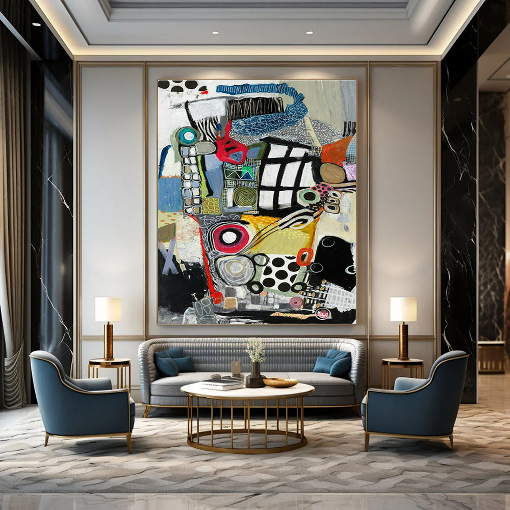 Mixed - Media Abstract Art for Bohemian Gallery & Eclectic Home Living Room DLZ2081