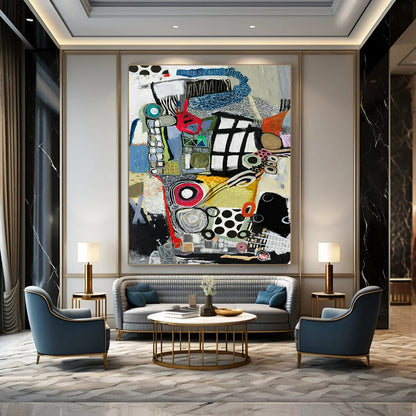 Mixed - Media Abstract Art for Bohemian Gallery & Eclectic Home Living Room DLZ2081