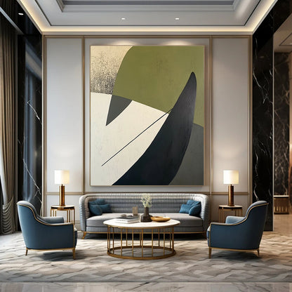 Modern Green and Black Shapes Art for Studio & Entryway STSC684