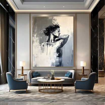 Black and White Abstract Figure for Modern Dance Studio & Sophisticated Art Gallery STSC164