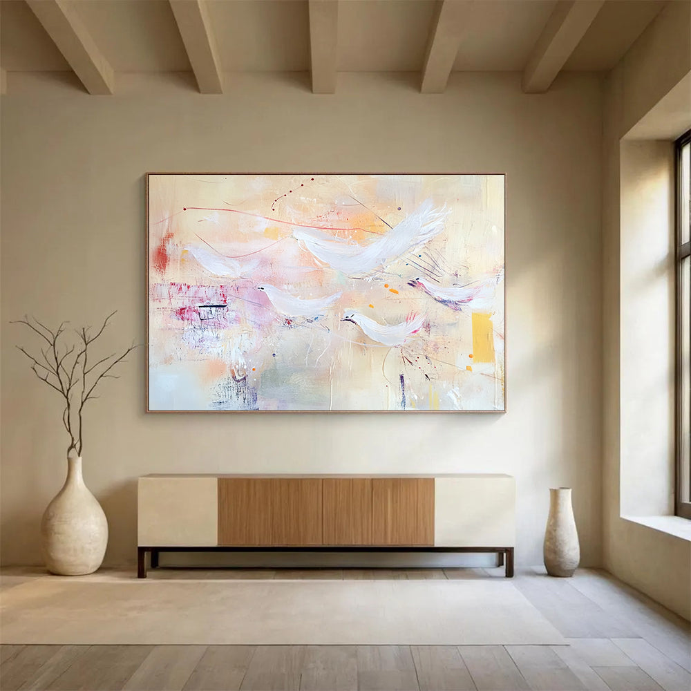White Birds in Flight Art for Nursery & Spiritual Retreat SC385
