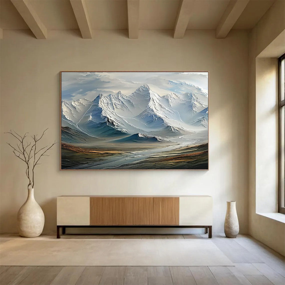 Majestic Snow - Capped Mountain Art for Luxury Ski Resort Lobbies DLZ3112