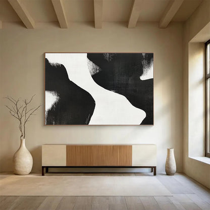 Black and White Organic Shapes Art for Minimalist Home Office & Modern Art Exhibition SC439