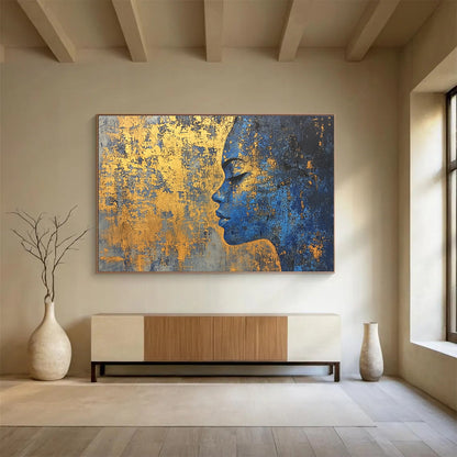 Blue Woman with Gold Accents Art for Bohemian - Style Bedroom & Ethnic Art Gallery SC171