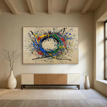 Colorful Splatter Circle Art for Modern Playroom & Creative Studio SC331