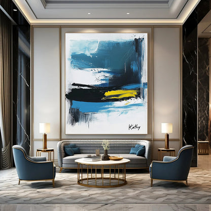 Abstract Blue and Yellow Art for Contemporary Art Gallery & Creative Home Studio STSC1423