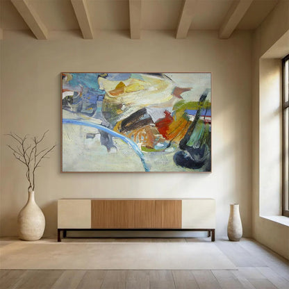 Color Block Abstract Art for Eclectic Home Studio Workspaces DLZ3229