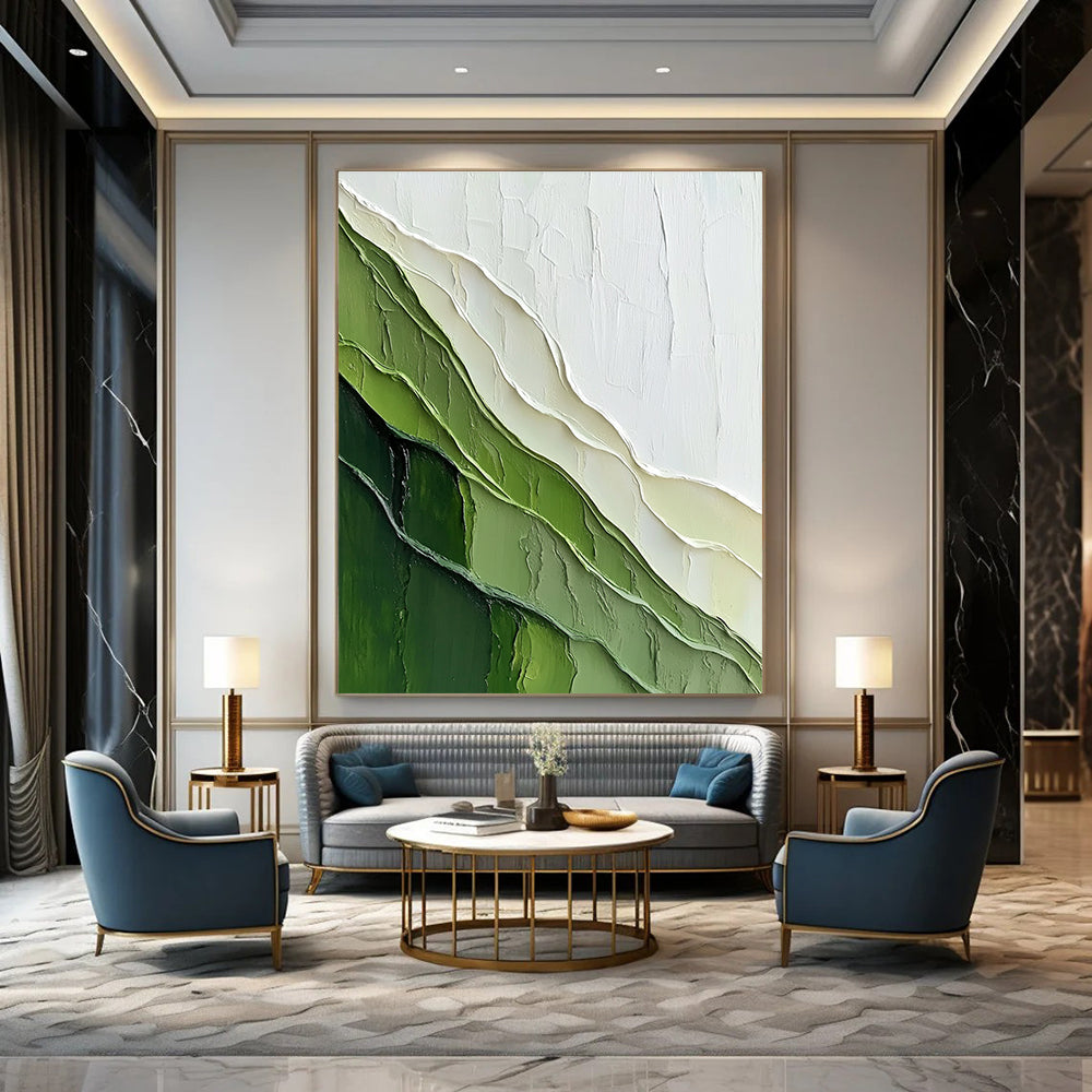 Green & White Textured Landscape for Modern Living Room & Nature - Inspired Office STSC1120