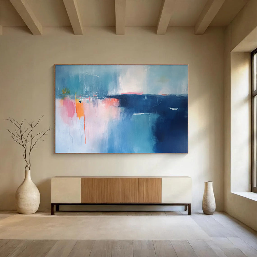 Soft - Hued Coastal Abstract Art for Seaside Spa & Light - Filled Bedroom SC063