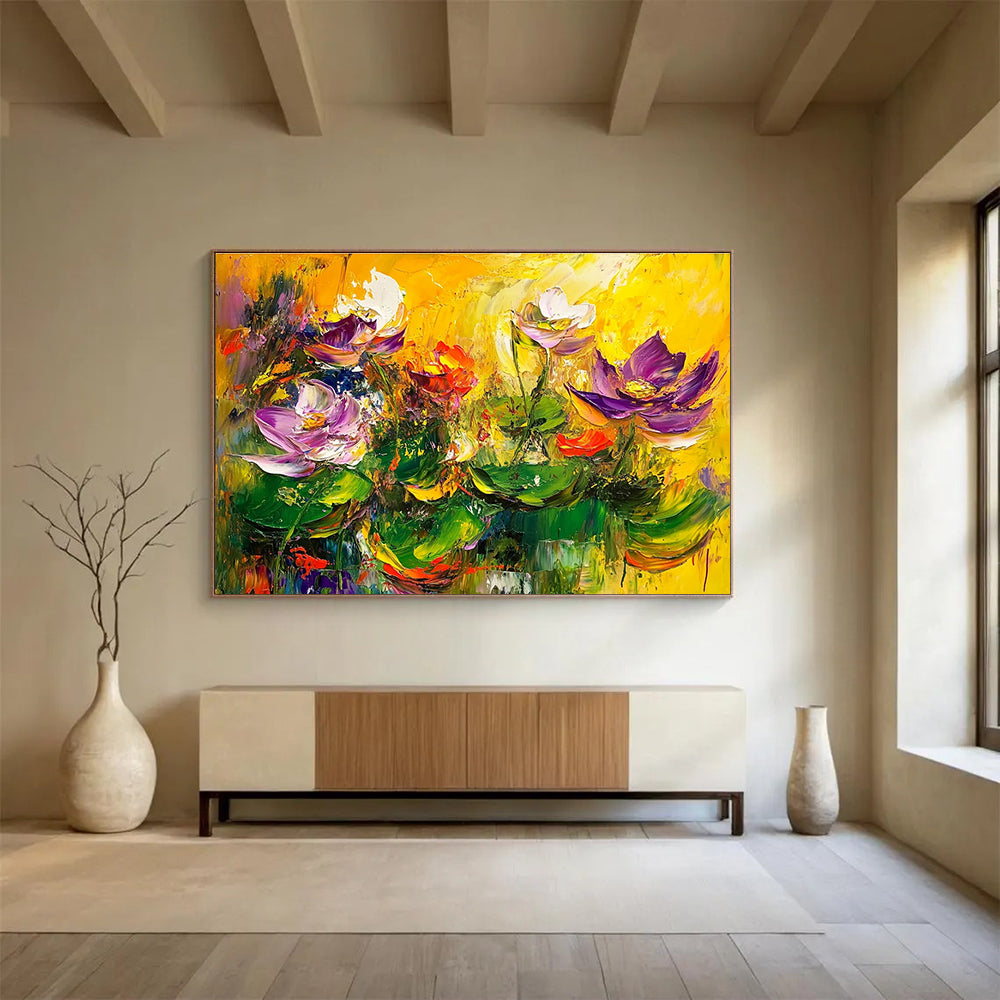 Vibrant Lotus Flowers Art for Asian - Inspired Restaurant & Wellness Center SC195