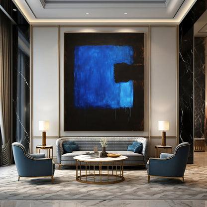 Blue and Black Abstract Form Art for Modern Art Gallery & Industrial - Style Lounge STSC1313