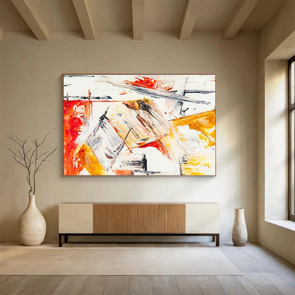Dynamic Red - Orange Abstract Line Art for a Modern Office Seeking Focus and Creativity DLZ2784