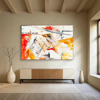 Dynamic Red - Orange Abstract Line Art for a Modern Office Seeking Focus and Creativity DLZ2784