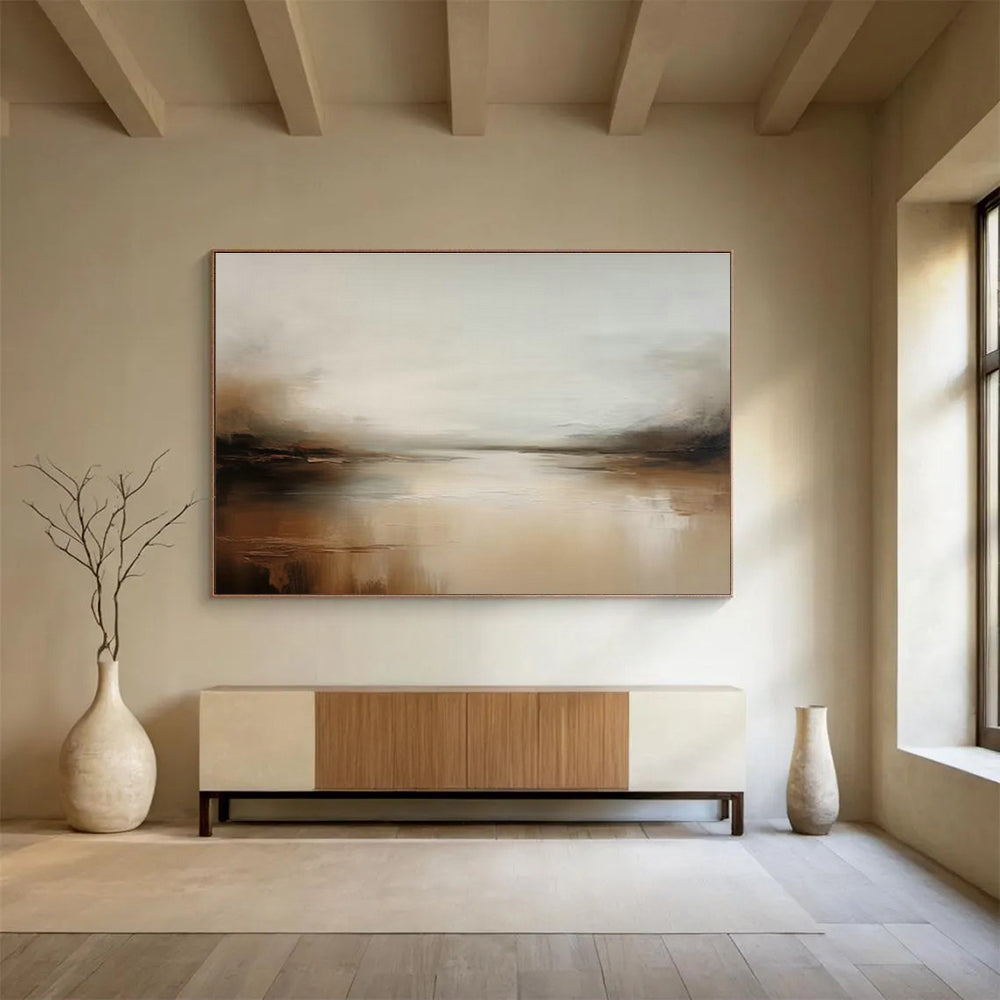 Soothing Warm - Brown River Abstract Art for Cozy Study Focus DLZ2705