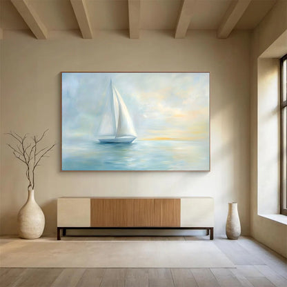 Peaceful Sailboat Art: Soothe Bedroom & Lakeside Cottage SC547