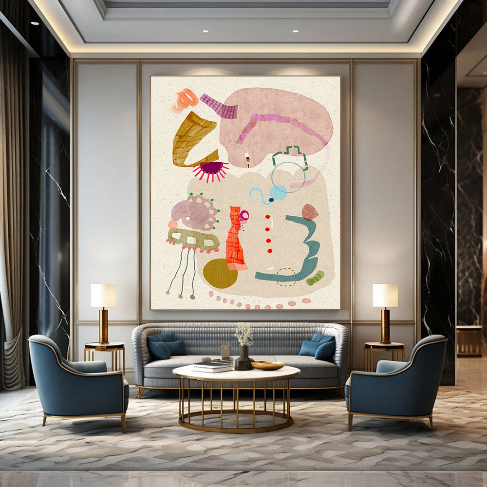 Collage - Style Abstract Art for Bohemian Home Study Nooks DLZ0078
