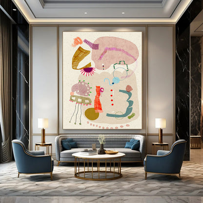 Collage - Style Abstract Art for Bohemian Home Study Nooks DLZ0078