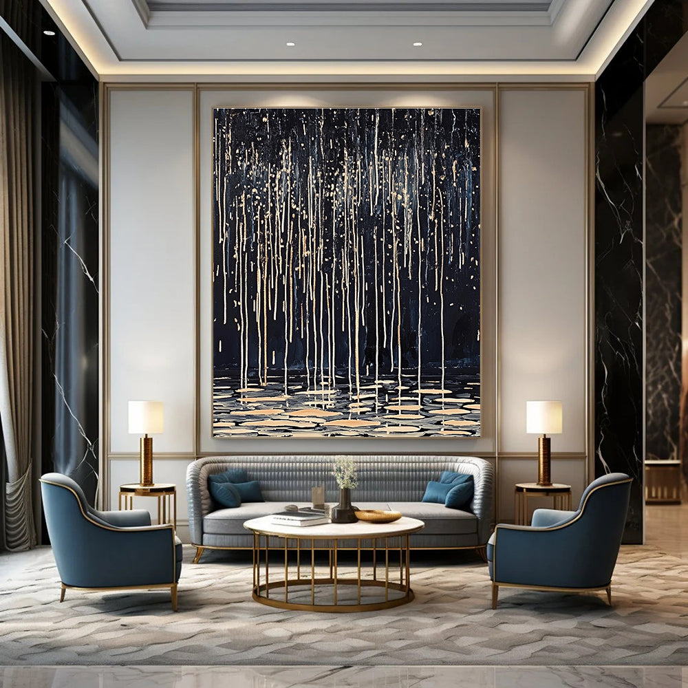 Golden Rain on Lily Pads for Elegant Dining Room & Zen Meditation Area STSC1124