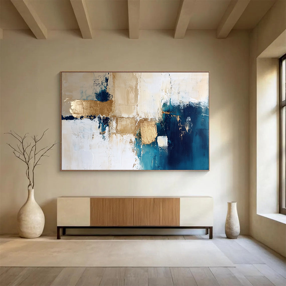 Blue - Gold Geometric Abstract for Design Studio & Urban Loft SC024
