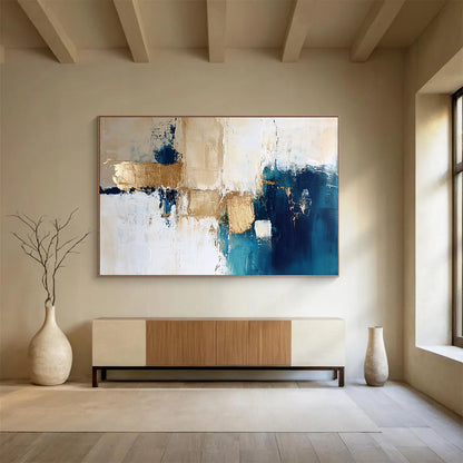 Blue - Gold Geometric Abstract for Design Studio & Urban Loft SC024