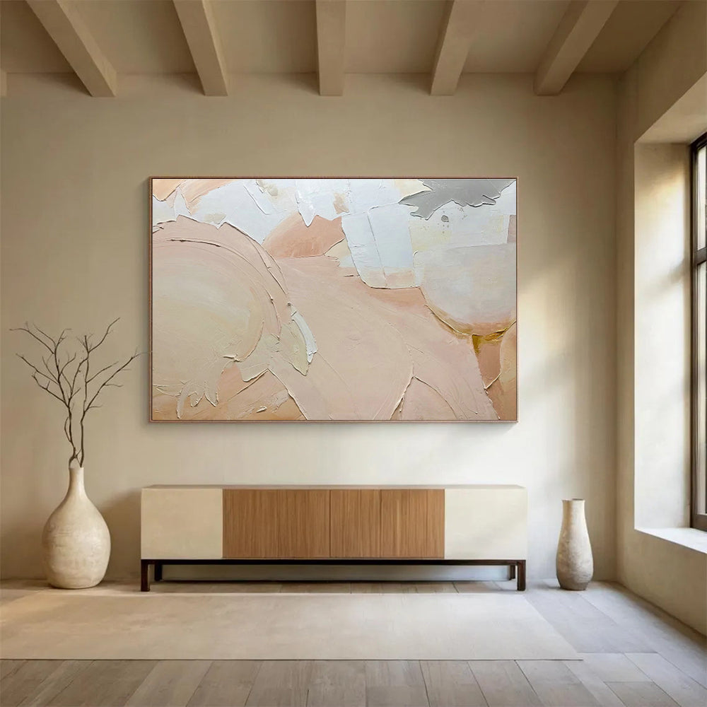 Light Pink Relief Abstract Art for Luxury Bridal Suite Lounges DLZ2570